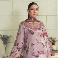 BAROQUE - 3PC USTITCHED KARANDI PRINTED SHIRT WITH KARANDI PRINTED DUPATTA AND TROUSER-BIC-12581