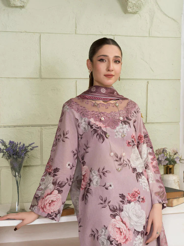 BAROQUE - 3PC USTITCHED KARANDI PRINTED SHIRT WITH KARANDI PRINTED DUPATTA AND TROUSER-BIC-12581