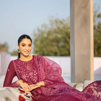 ASIM JOFA - 3PC UNSTITCHED LAWN HEAVY EMBROIDERED SHIRT WITH ORGANZA HEAVY EMBROIDERED DUPATTA - 3584