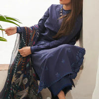 Seran 3PC  DHANAK  Unstitched EMBROIDERED SHIRT WITH PRINTED WOOL SHAWL-4020