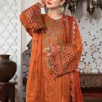 MARIA.B-3PC DHANAK EMBROIDERED SHIRT WITH CHIFFON EMBROIDERED DUPATTA & TROUSER - 14077