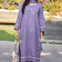 BAREEZE-3PC DHANAK EMBROIDERED SHIRT WITH CHIFFON EMBROIDERED DUPATTA AND TROUSER BIC - 14163