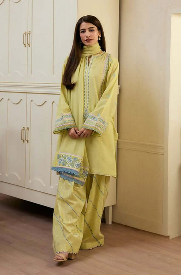 Zara Shahjahan 3PC LAWN EMBROIDERED SHIRT WITH Embroidered Dupatta - NS 0221