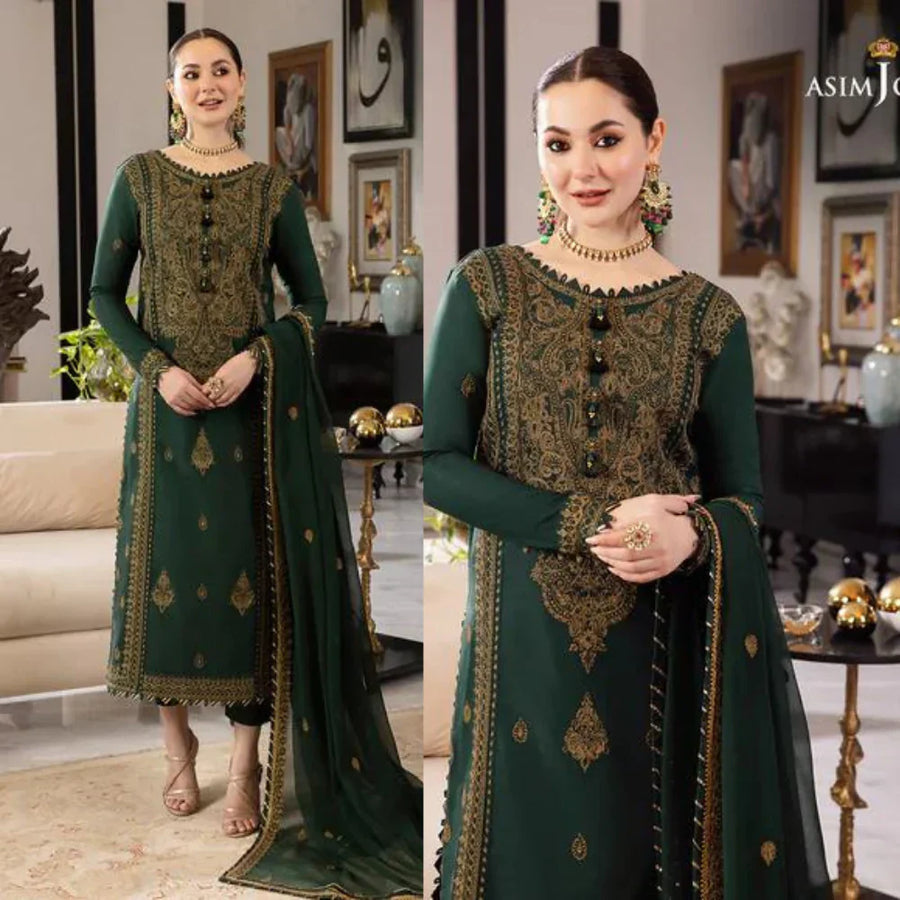 Asim Jofa Dhanak 3PC Unstitched Embroidered With Chiffon Embroidered Dupatta - 4139